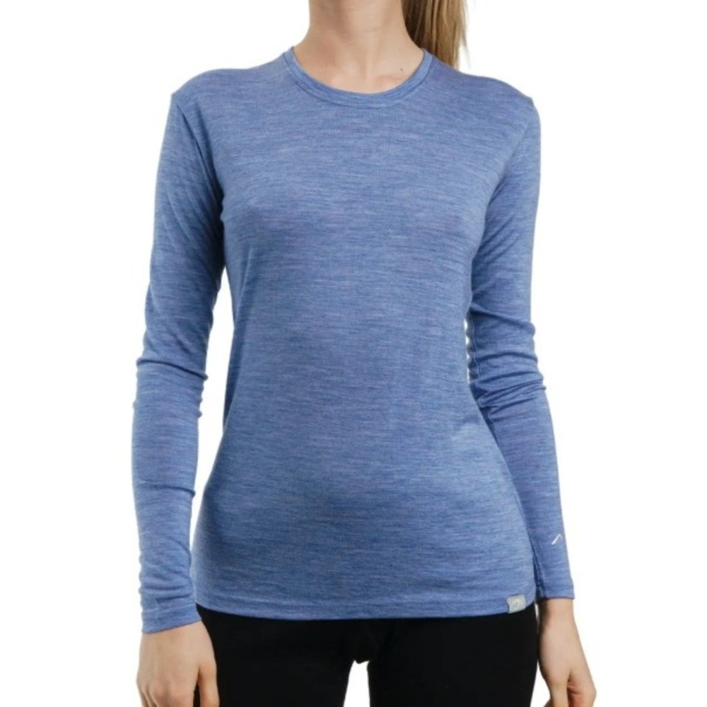 Merino Tech Womens Blue Merino Lite Long Sleeve Base Layer Top XL
